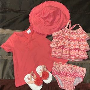 Adorable 5 Piece Baby Girl Swim Set Size 3 Months
